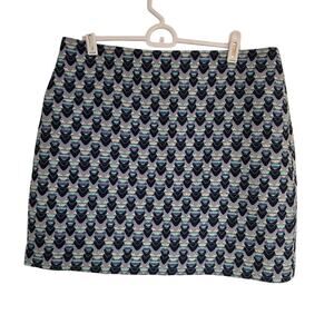 Women's Marcs Blue & Teal Patterned Woven Mini Skirt | Size 12